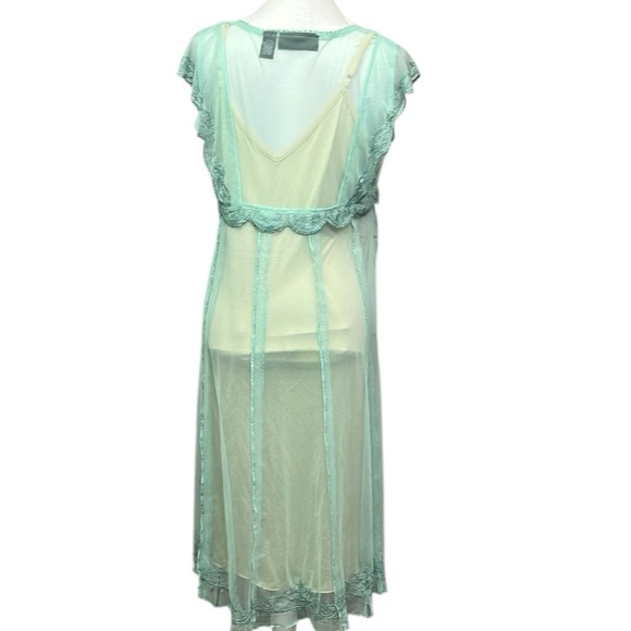 The Pyramid Collection Sheer Embroidered Mint Dress - Picture 4 of 5